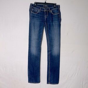 Silver Jeans Berkley Med Wash Low Rise Straight Leg Jeans 28
